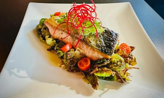 Salmon presented on a dish