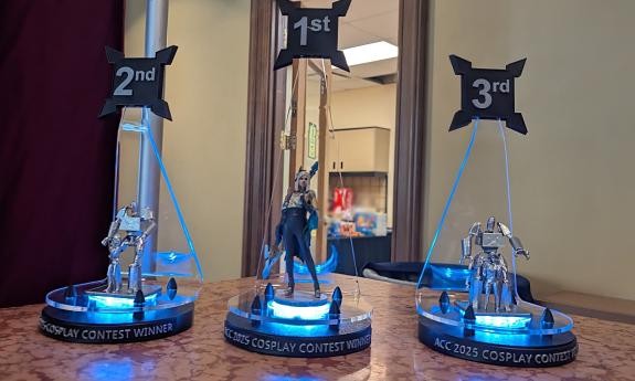 The 2025 cosplay trophies at Ancient City Con