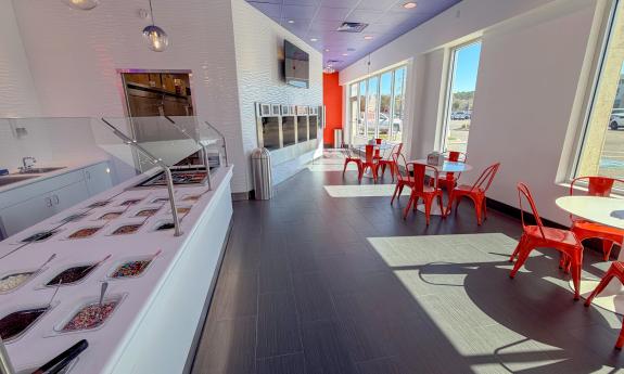 The indoor seating area