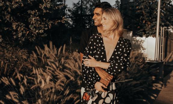 A couple embracing one another