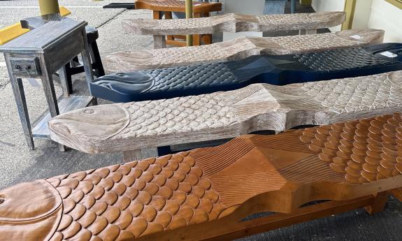 Outdoor furniture in the shape of fish