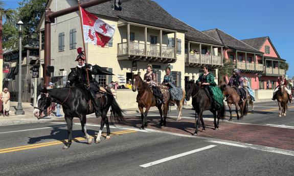 The Royal Family riding horseback at the parade