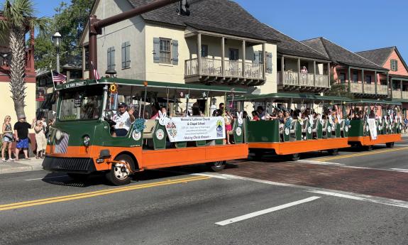 The Old Town Trolley decorated for the Easter Parade