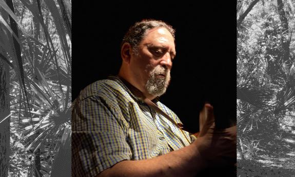 Michael Elias playing his mandolin