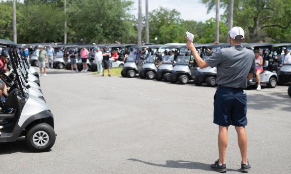 Golfers ready for the shotgun start at the Southeast Coil Classic