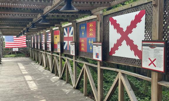 A row of flags that hung over St. Augustine during her history