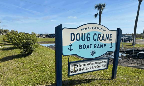 The sign at Doug Crane Boat Ramp