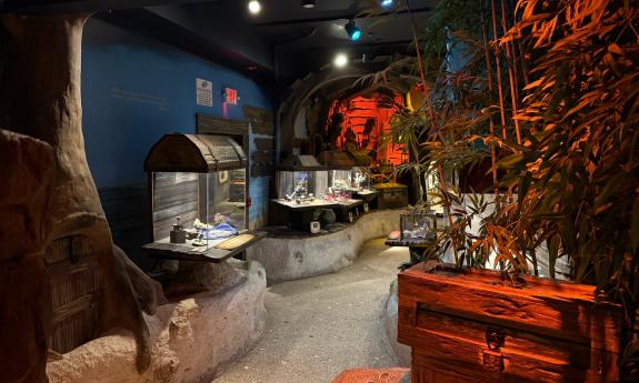 Treasure along a cave-like room at the Pirate and Treasrue Museum