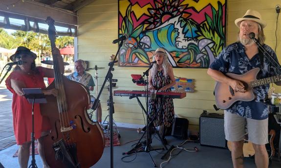 The four members of the Potato Heads, performing at Funkadelic Food Shack