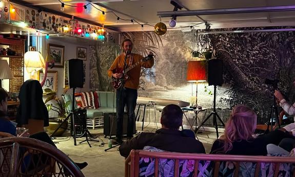 A Live music erformance at Spinster Abbott's Taproom