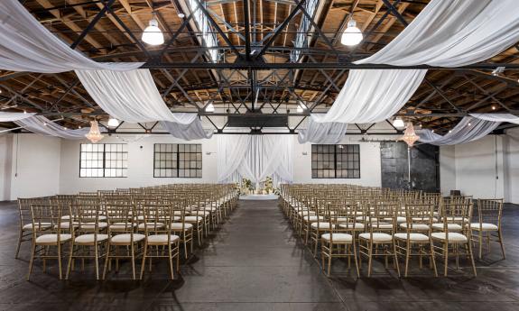 A wedding ceremony set up at The Venue