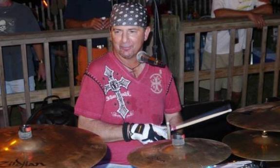 Drummer/vocalist Frankie Urzetta at his drumset