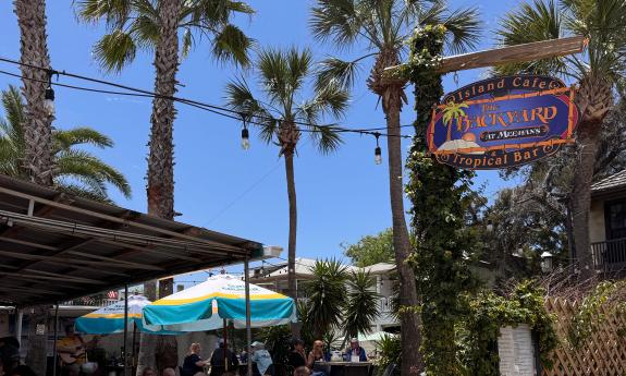 The sign above the Hypolita Street entrance to Backyard at Meehan's