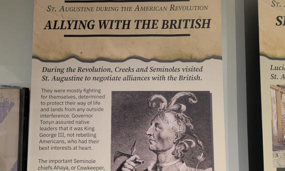 A museum display showing a Seminole chief during the Revolutionary War