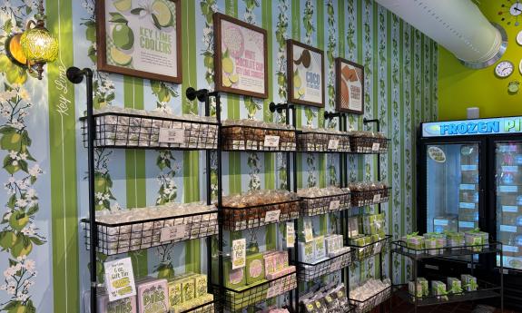 A wall of various cookies on sale