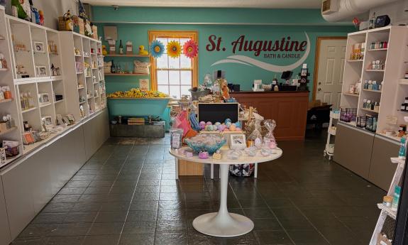 The inside of the store with products displayed