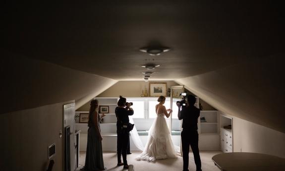 A bride being filmed