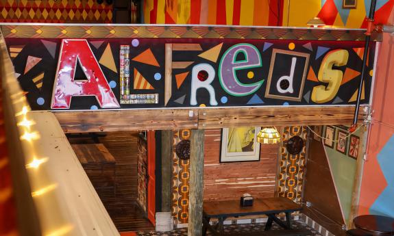 Eccentric artwork at Alfred's