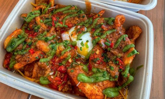A chorizo chili cheese hash