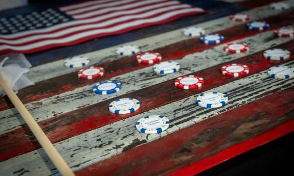 The display of tokens, each marked with a name of a firefighter lost in New York on 9/22/2001