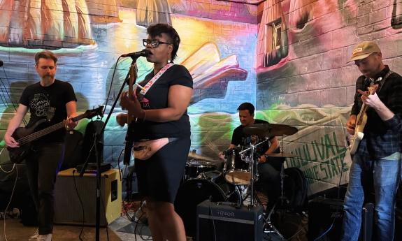 The band playing live