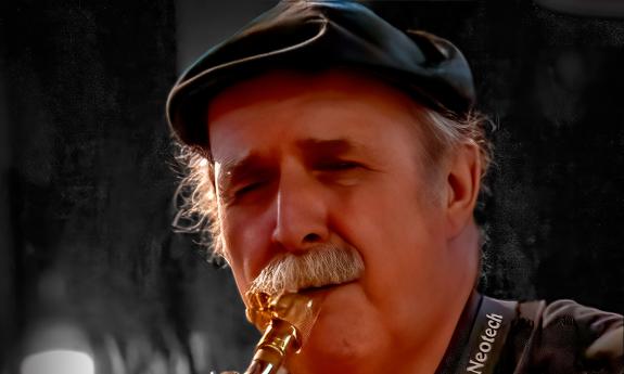 Gino Weir, playing sax with the House Cats band