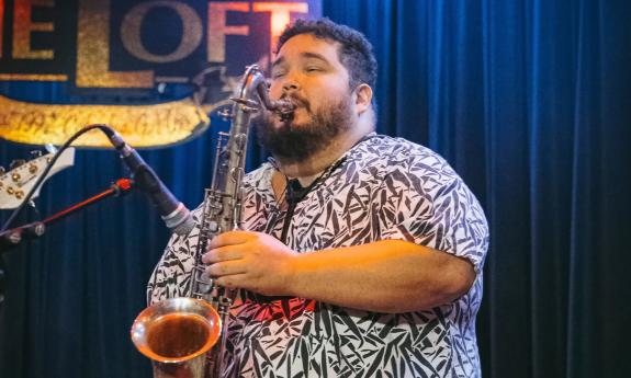 The jazz musician playing the saxophone