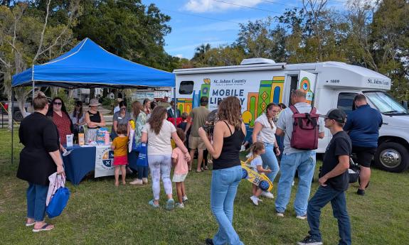 The mobile library at a kids' festival in St. Augustine