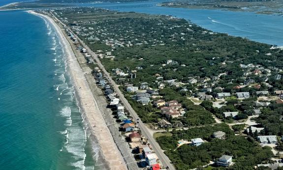 An aerial view of the coastline