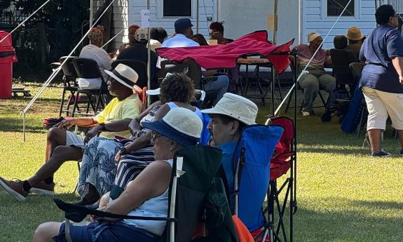 Members of the audience at a local church-sponsored jazz fest