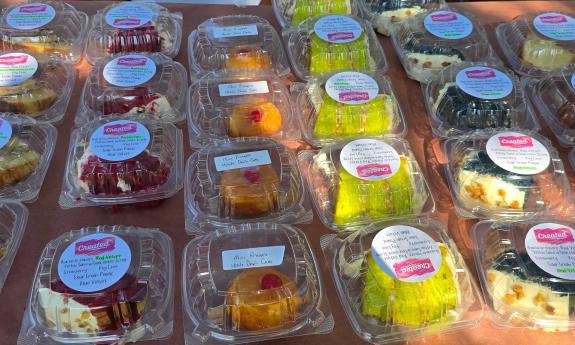 Rows of desserts prepared for a chuch event