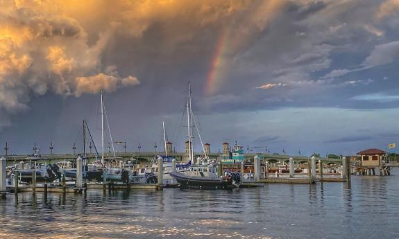 A rainbow going over the bayfront