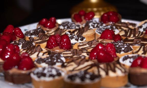 A tray of desserts served at a special event