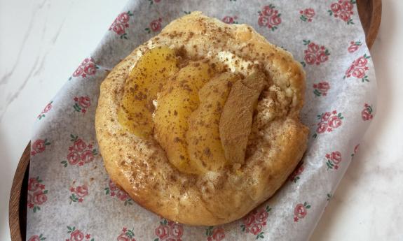 A Danish pastry with apples and cinnamon