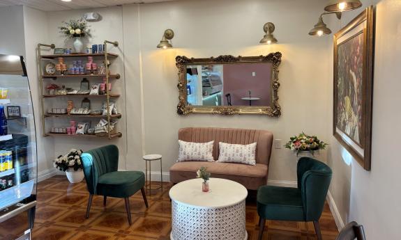The indoor seating area