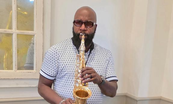 Pierre playing saxophone