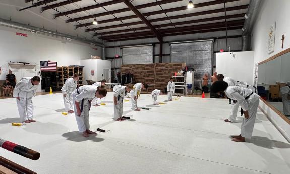A martial arts class in session