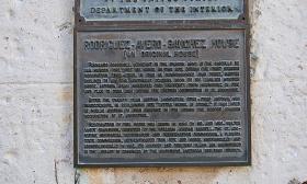 A plaque marking that the Rodriguez-Avero-Sanchez House in St. Augustine, Florida, is on the National Register of Historic Places.