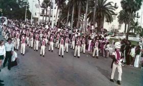 A band marches in the St. Augustine Easter Parade, circa 1960s.