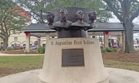 The St. Augustine Foot Soldiers Monument honors the average men and women who stood against oppression during the 1964 Civil Rights Movement in St. Augustine. The monument was the brainchild of Barbara Henry Vickers, and stands in the Plaza de la Constitucion in St. Augustine, Florida..