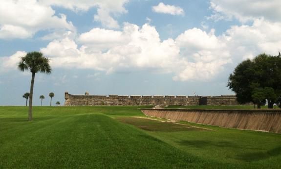 The greens outside the Castillo de San Marcos in St. Augustine.