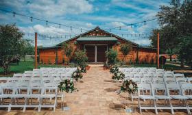 The ceremony seating area at Kelly Farm Events. Photo by Southern Palms Studio.
