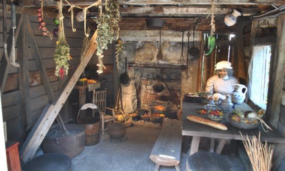 The kitchen at the Oldest Wooden Schoolhouse.