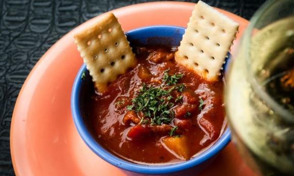 Minorcan Clam Chowder made with Datil Peppers at the Florida Cracker Cafe.