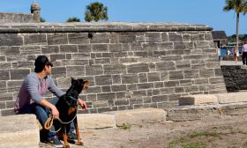 The outside of the fort has big open space where vacationers can relax with their canine counterparts.