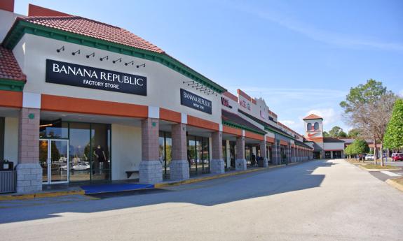 Storefronts at the Premium Outlets in St. Augustine. 