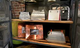 Unique, handcrafted stainless steel purses at DHD Home in Uptown St. Augustine.