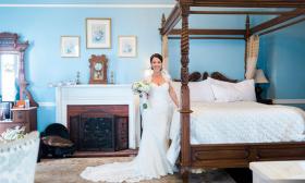 A bride in the suite at Bayfront Marin House in St. Augustine. Photo by Lisa Silva Photography.