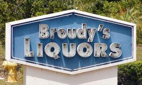 The Broudy's sign in Cobblestone Village
