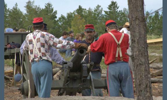 Visitors can view historic weapons demonstations at the Pellicer Creek Raid.